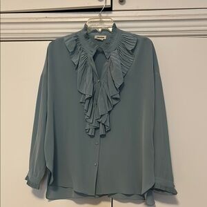 Zadig & Voltaire Elegant Blue Ruffled Blouse